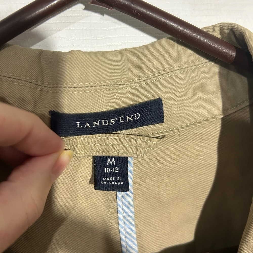 Lands End Utility Jacket Blazer Khaki Tan Size Medium 10-12 100% Cotton Classic - Picture 3 of 12